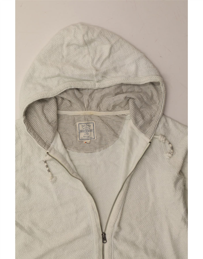 FAT FACE Womens Zip Hoodie Sweater UK 14 Medium White Chevron Cotton Vintage Fat Face and Second-Hand Fat Face from Messina Hembry 