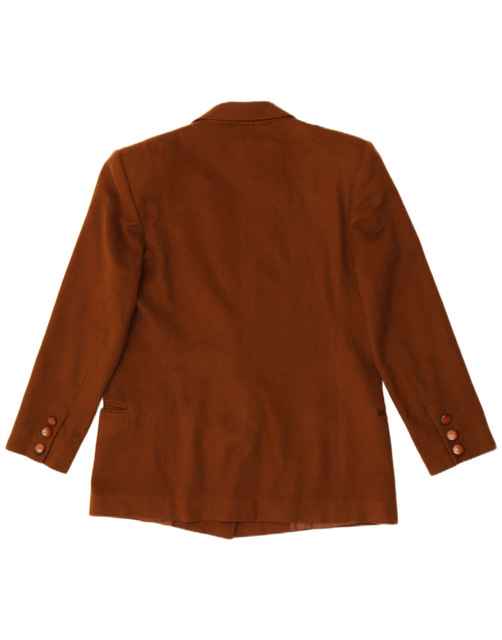 Genny Womens Double Breasted Blazer Jacket UK 14 Medium Brown Wool