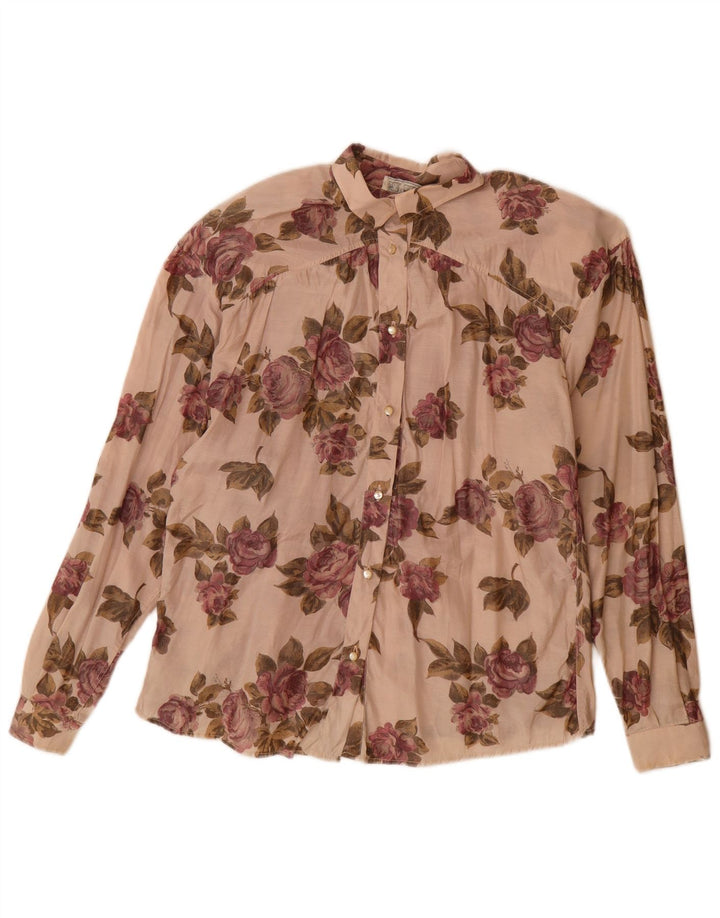 Rudi Valenti Womens Shirt IT 44 Medium Beige Floral