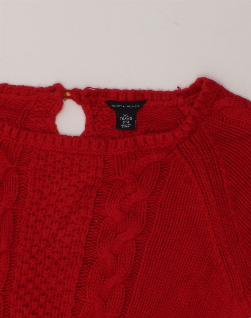 TOMMY HILFIGER Girls Jumper Dress 15-16 Years XL Red Cotton | Vintage Tommy Hilfiger | Thrift | Second-Hand Tommy Hilfiger | Used Clothing | Messina Hembry 