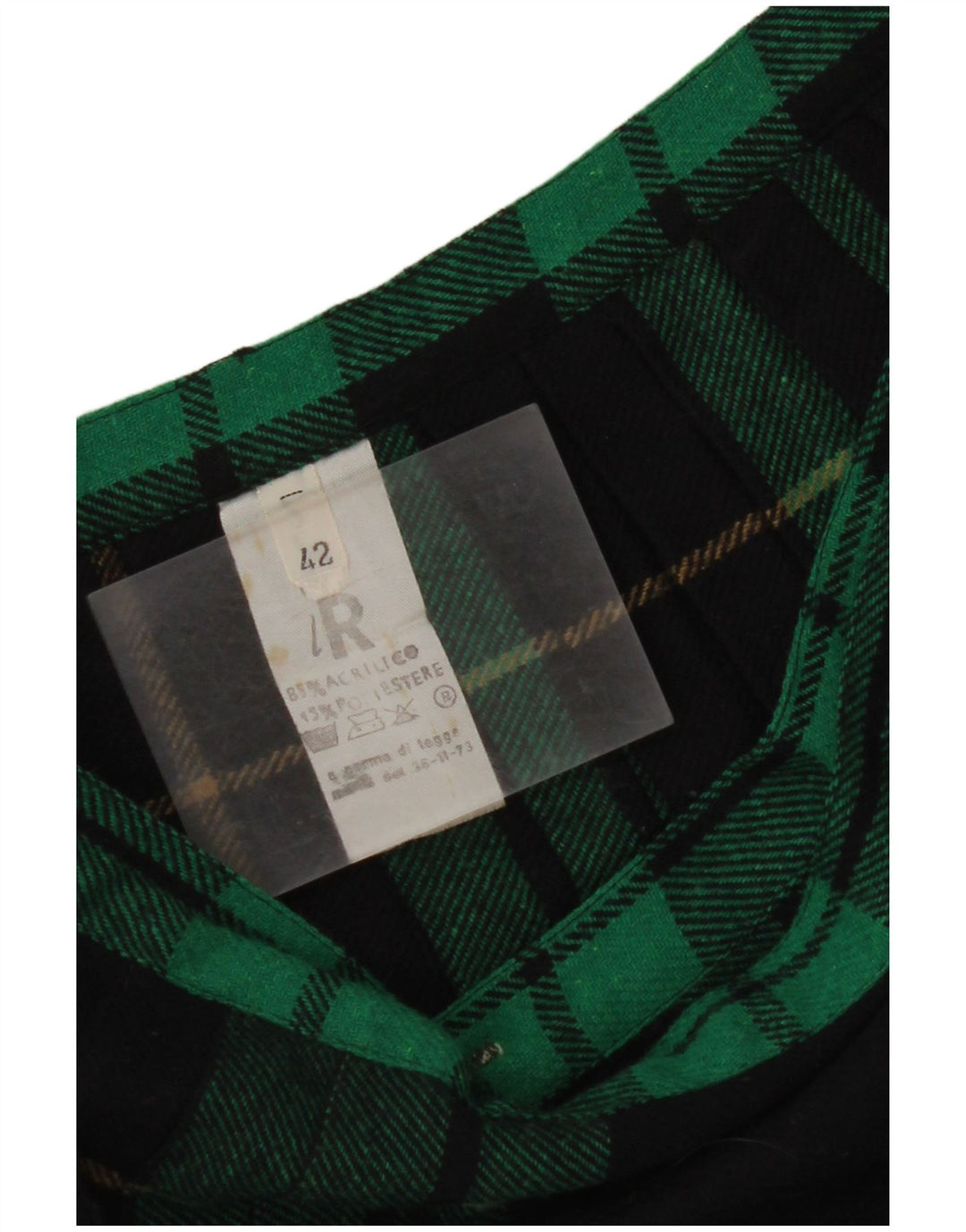 VINTAGE Womens Wrap Skirt IT 42 Medium W26 Green Plaid Acrylic