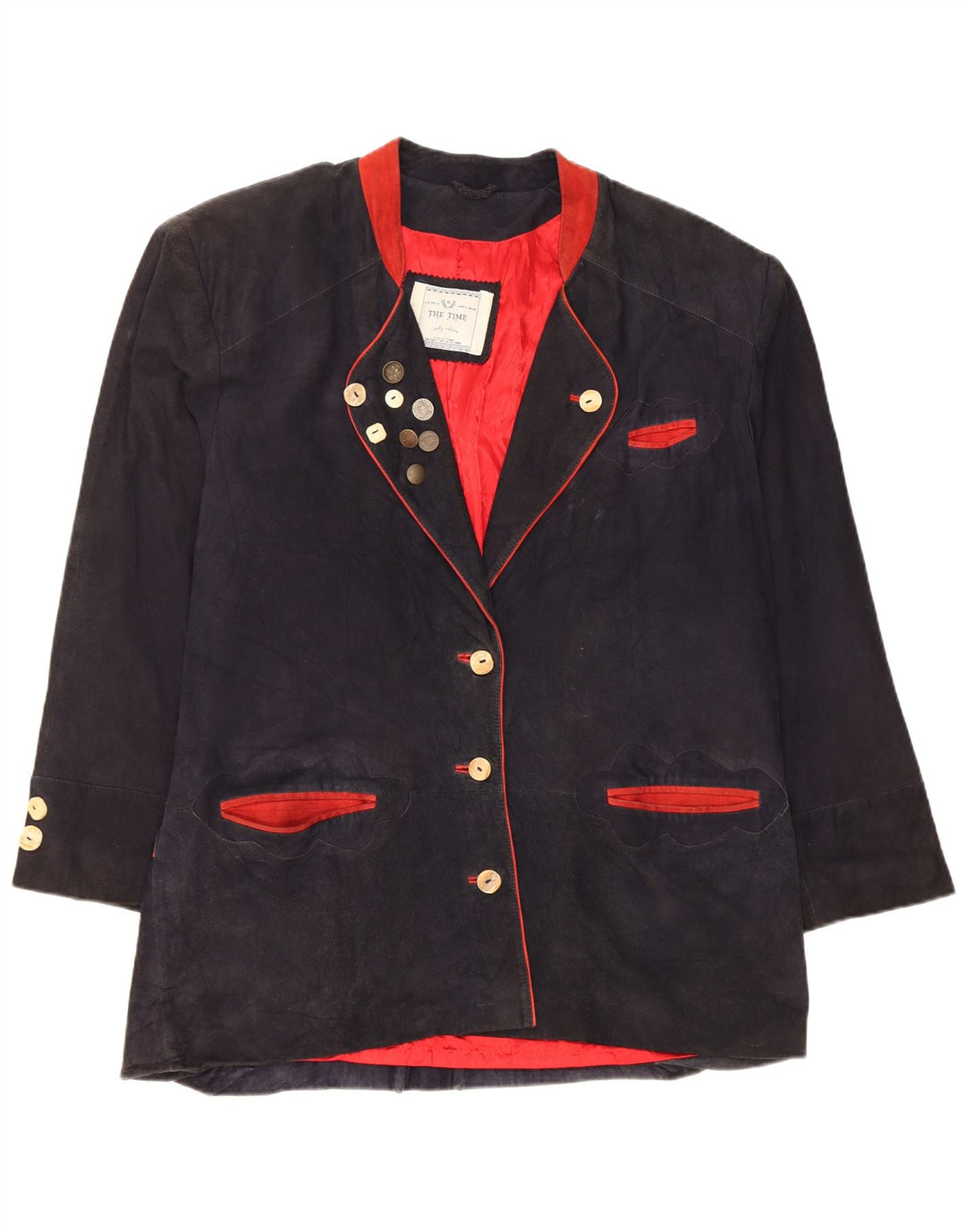 Vintage Womens Oversized 3 Button Blazer Jacket EU 42 Large Navy Blue