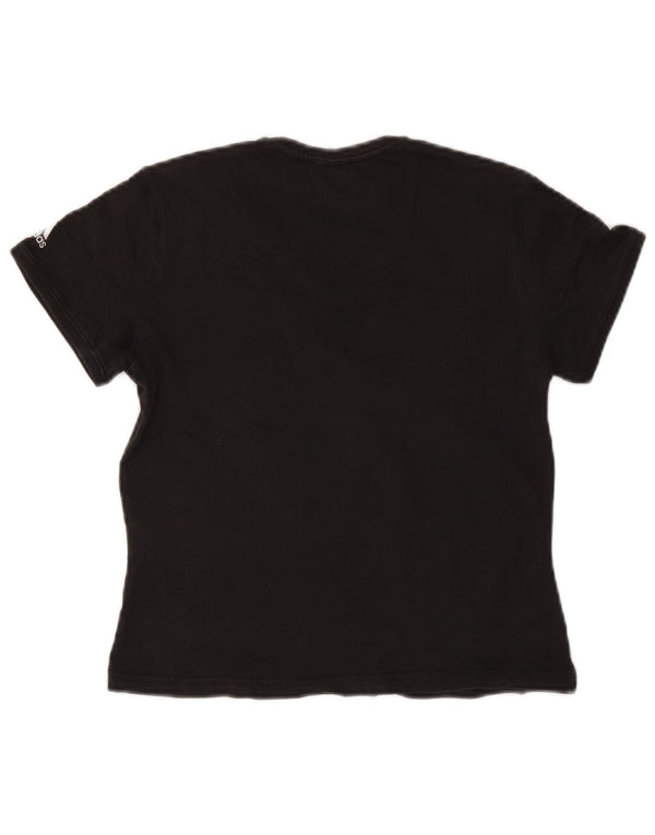 ADIDAS Womens Crop Graphic T-Shirt Top UK 14 Medium Black Cotton