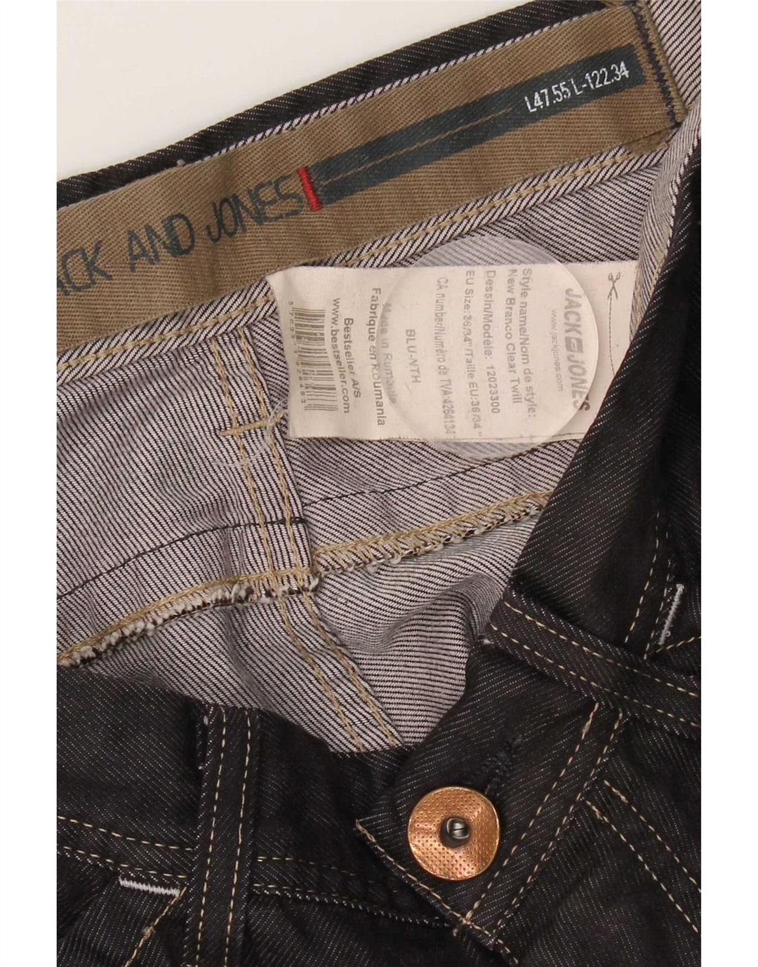 Jack & Jones Mens Loose Jeans W36 L34 Navy Blue Cotton