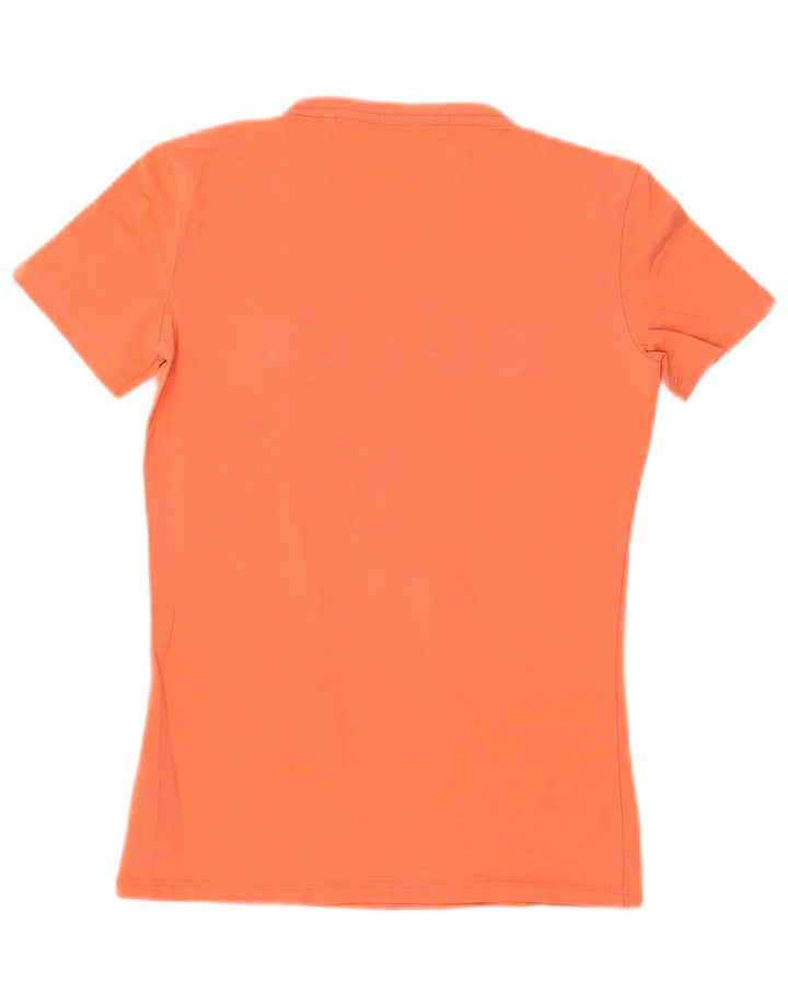 GUESS Womens Graphic T-Shirt Top UK 6 XS Orange Cotton