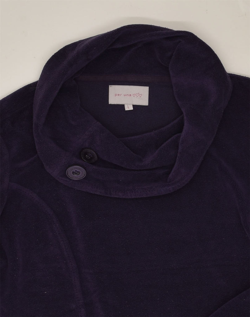 PER UNA Womens Roll Neck Fleece Jumper UK 16 Large Purple Polyester | Vintage Per Una | Thrift | Second-Hand Per Una | Used Clothing | Messina Hembry 