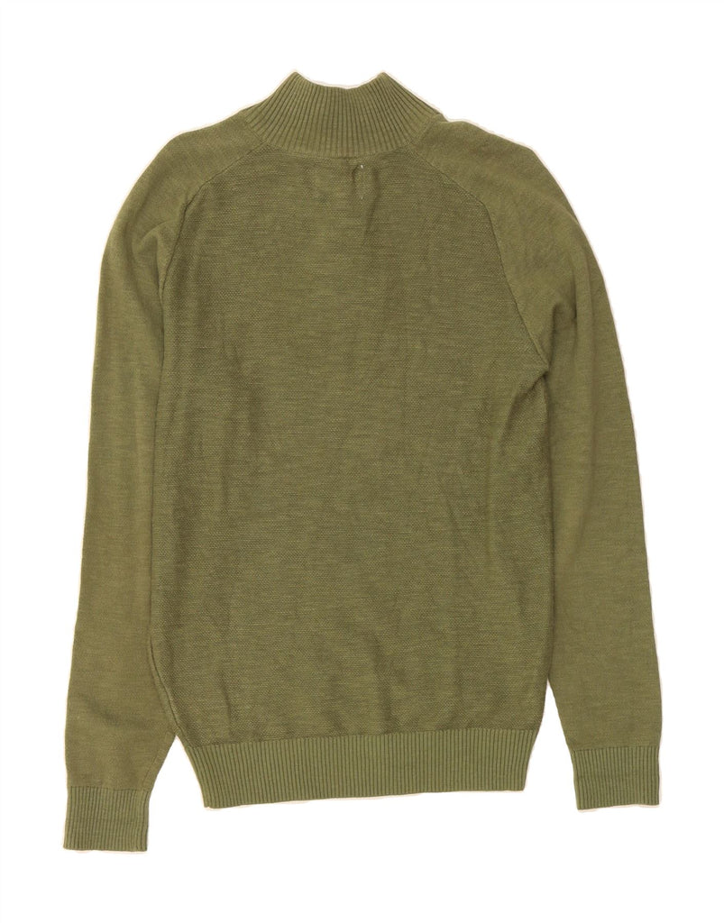 MOUNTAIN WAREHOUSE Mens Zip Neck Jumper Sweater Small Green Cotton Vintage Mountain Warehouse and Second-Hand Mountain Warehouse from Messina Hembry 