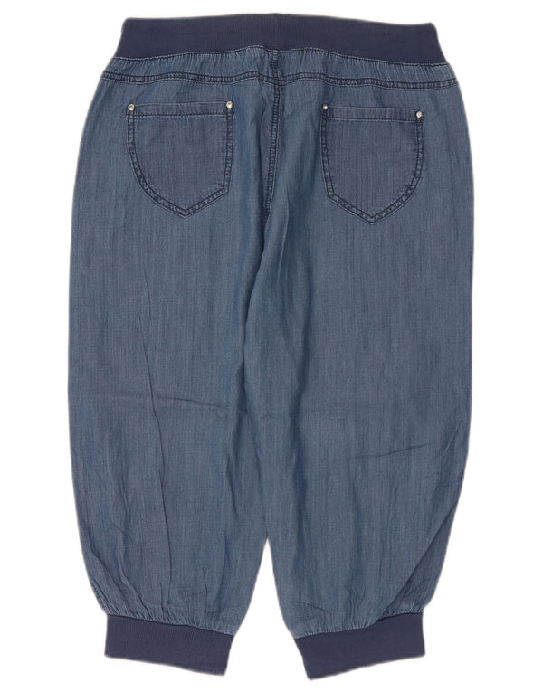 Vintage Womens Joggers Capri Trousers XL W36 L19 Blue Cotton