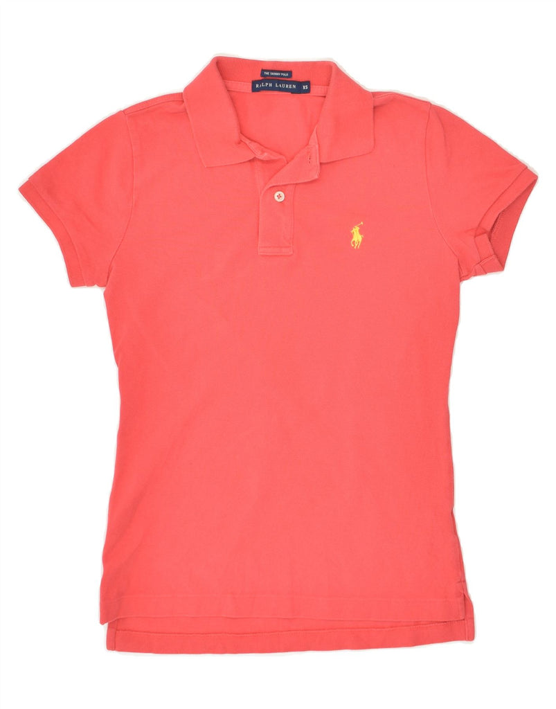 RALPH LAUREN Womens Skinny Polo Shirt UK 6 XS Pink Cotton Vintage Ralph Lauren and Second-Hand Ralph Lauren from Messina Hembry 