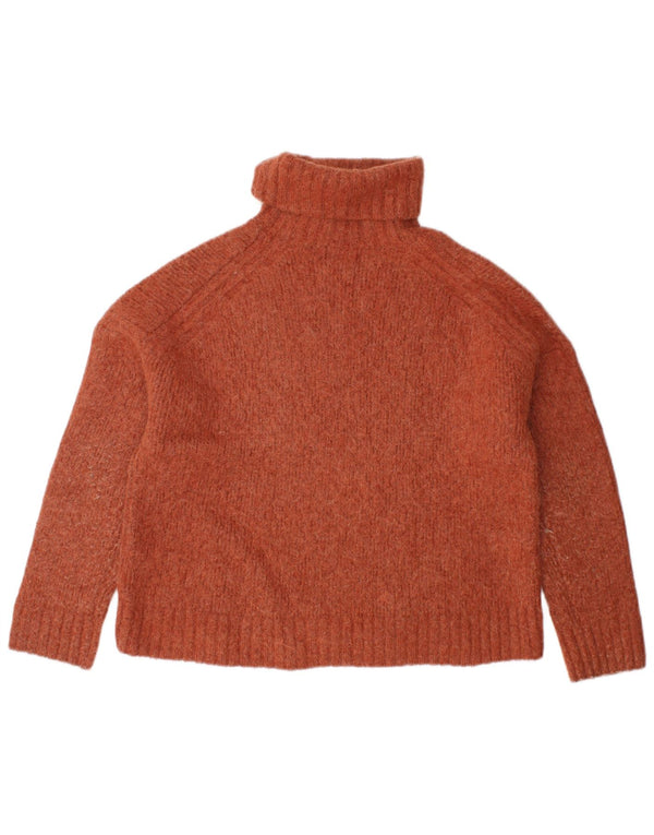 SUPERDRY Womens Crop Roll Neck Jumper Sweater UK 12 Medium Brown