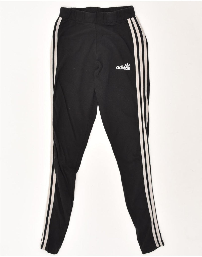 ADIDAS Womens Tracksuit Trousers UK 12 Medium Black Cotton | Vintage Adidas | Thrift | Second-Hand Adidas | Used Clothing | Messina Hembry 