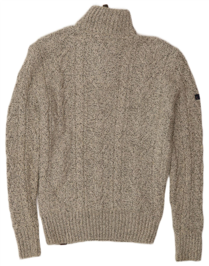 Superdry Mens Zip Neck Jumper Sweater Medium Grey Flecked Acrylic