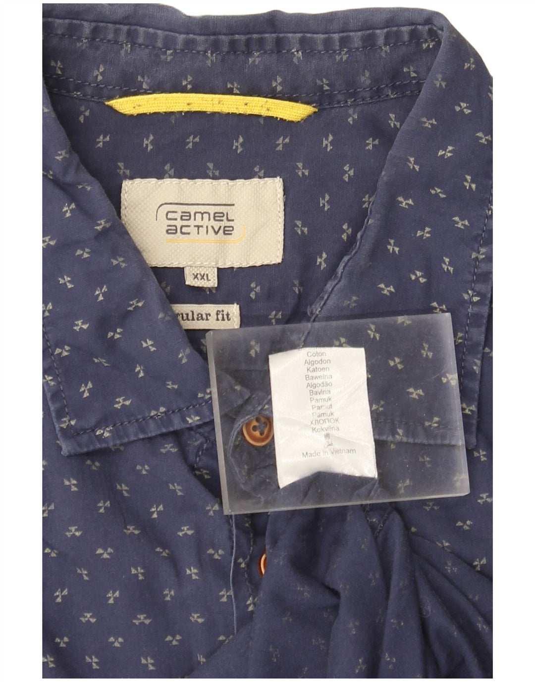 Camel Active Mens Regular Fit Shirt 2XL Navy Blue Spotted Cotton