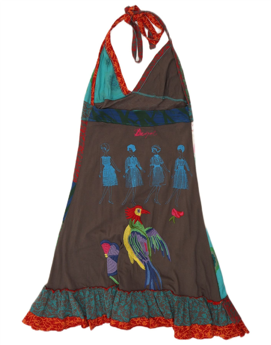 Desigual Womens Graphic Halter Dress UK 8 Small Multicoloured Floral