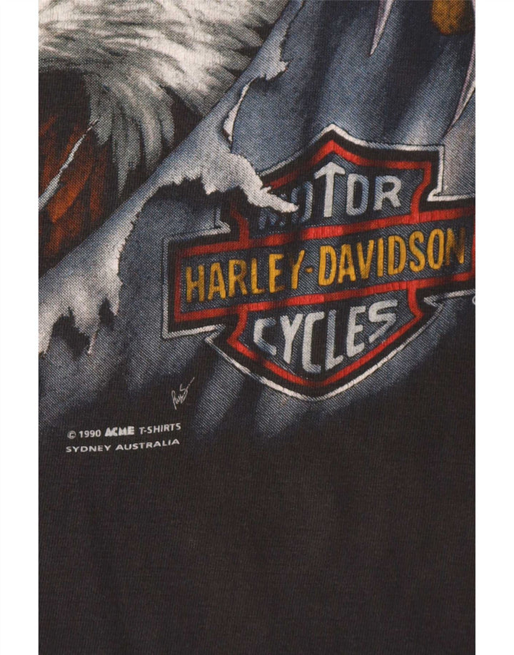 Harley Davidson Mens 1990 Graphic T-Shirt Top Medium Grey Cotton Motorcycle