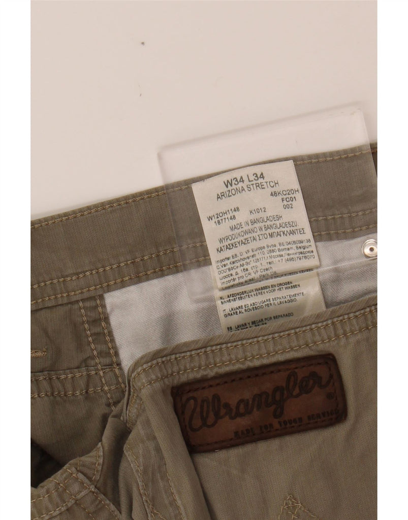 WRANGLER Mens Arizona Stretch Straight Casual Trousers W34 L34 Khaki Vintage Wrangler and Second-Hand Wrangler from Messina Hembry 