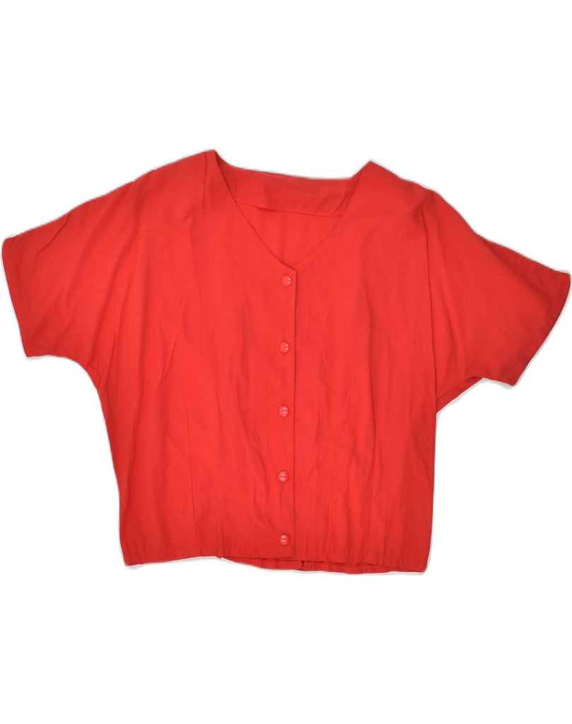 VINTAGE Womens Short Sleeve Shirt Blouse UK 14 Large Red Viscose | Vintage Vintage | Thrift | Second-Hand Vintage | Used Clothing | Messina Hembry 