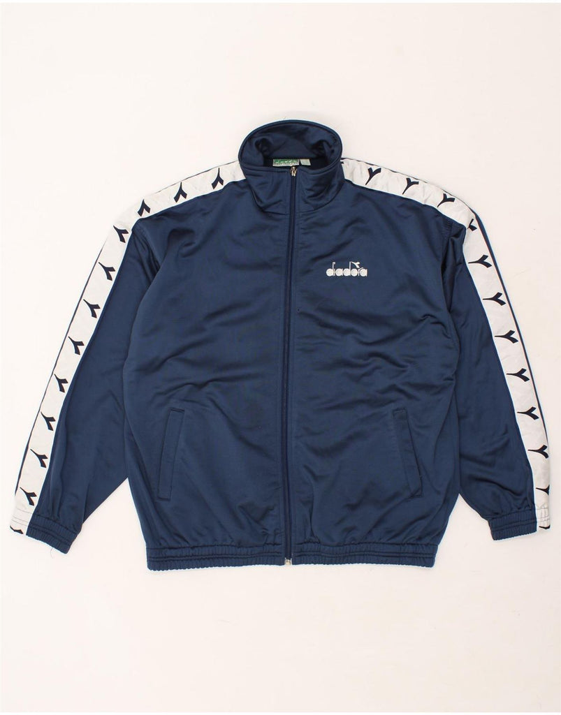 DIADORA Mens Graphic Tracksuit Top Jacket UK 42 Large Navy Blue | Vintage Diadora | Thrift | Second-Hand Diadora | Used Clothing | Messina Hembry 