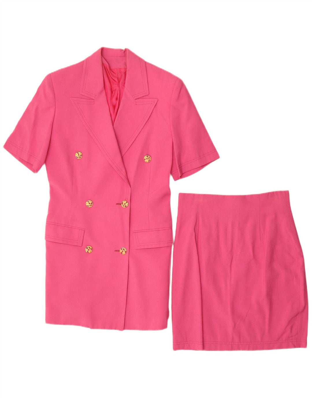 Vintage Womens Short Sleeve 2 Piece Skirt Set IT 42 Medium W26 Pink