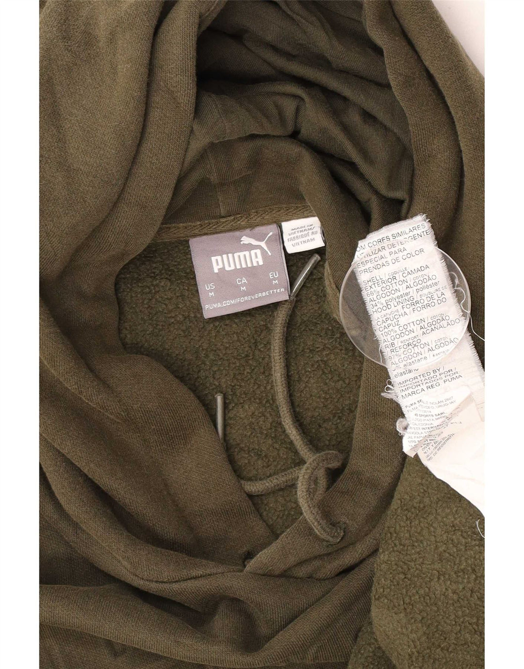 Puma Mens Graphic Hoodie Jumper Medium Khaki Cotton