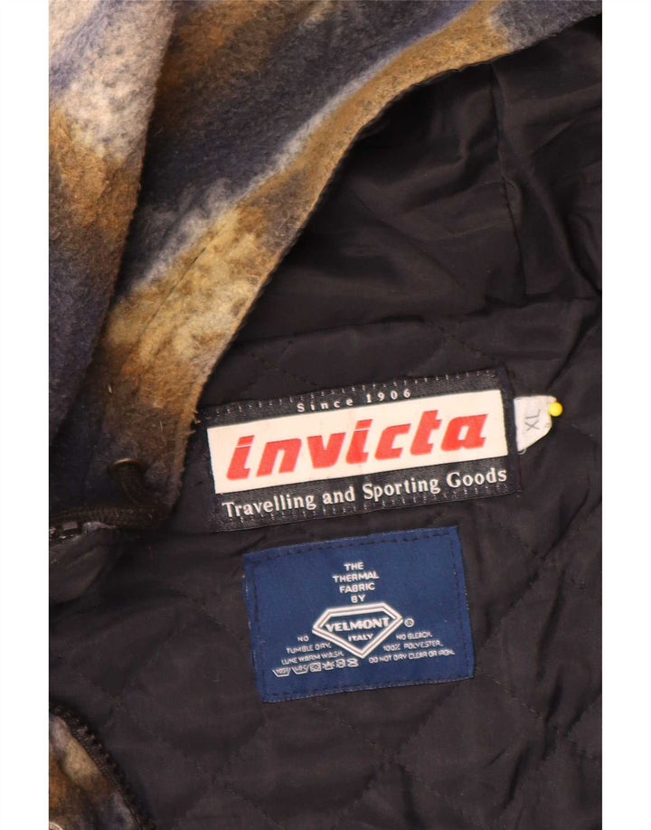 Invicta Mens Hooded Fleece Jacket UK 42 XL Multicoloured Check Polyester