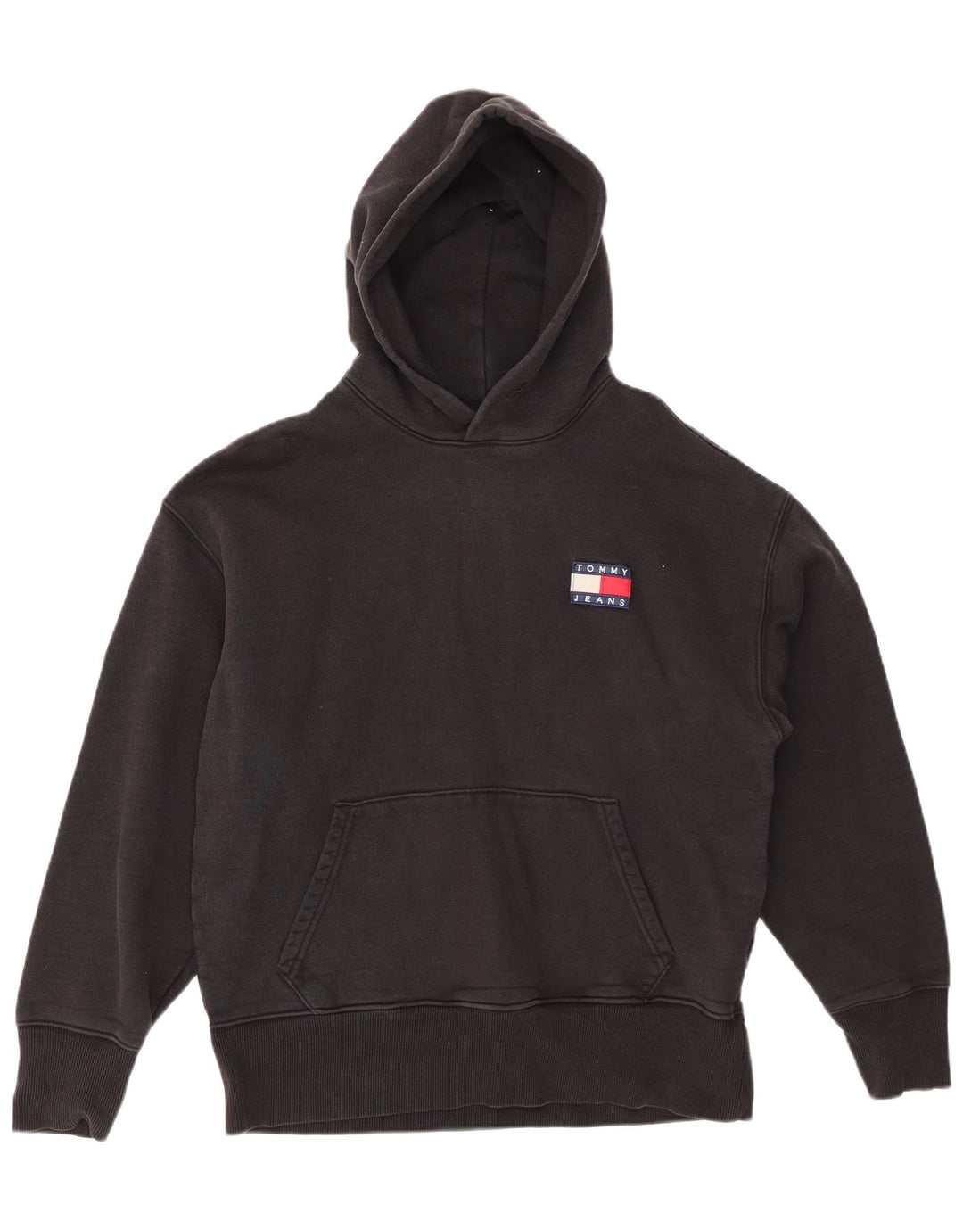 TOMMY HILFIGER Mens Hoodie Jumper Medium Black Cotton