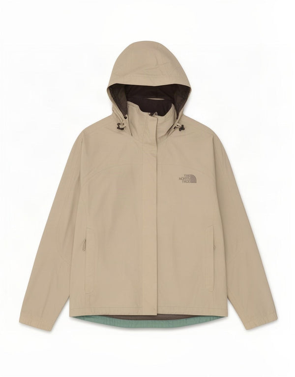 The North Face Womens Hooded Oversized Rain Jacket UK 10 Small Beige Nylon