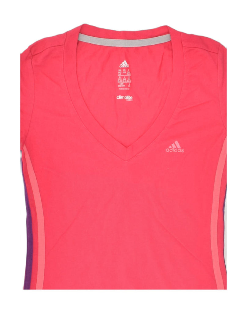 ADIDAS Womens Climalite T-Shirt Top UK 0/2 2XS Pink Cotton | Vintage Adidas | Thrift | Second-Hand Adidas | Used Clothing | Messina Hembry 