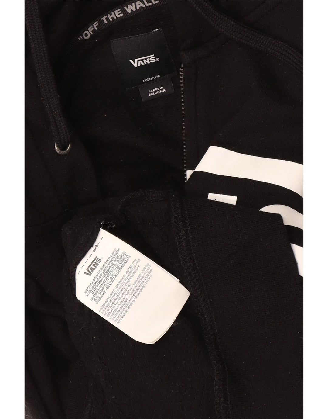 Vans Mens Graphic Zip Hoodie Sweater Medium Black Cotton