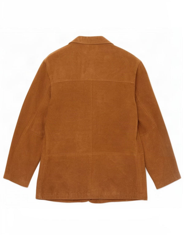 Vintage Mens 3 Button Suede Blazer Jacket UK 46 3XL Beige Leather