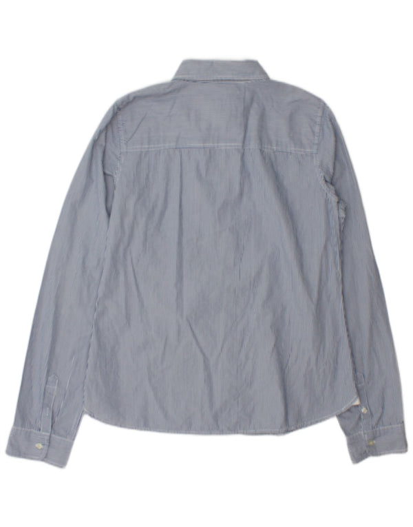 Abercrombie & Fitch Womens Shirt UK 14 Large Blue Striped Cotton