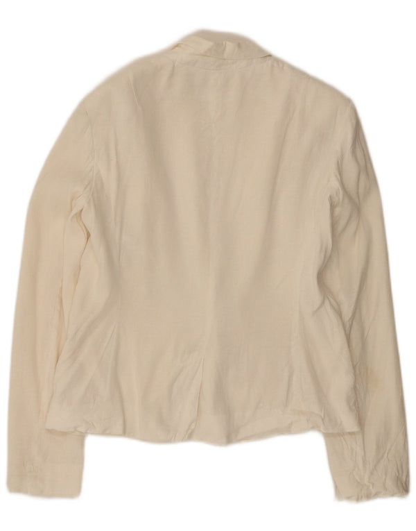 French Connection Womens 1 Button Blazer Jacket UK 12 Medium White Linen