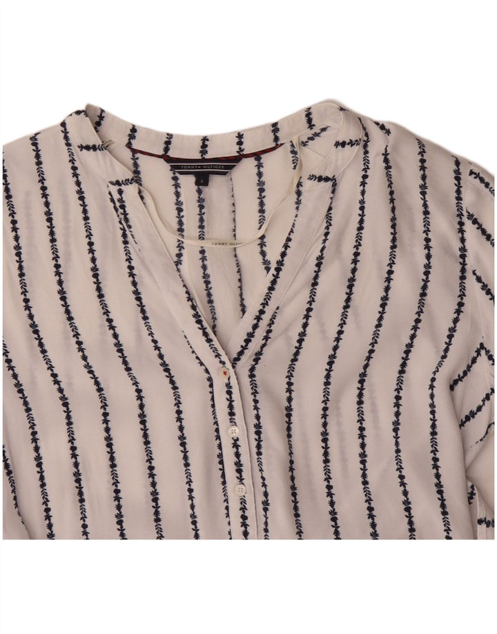 TOMMY HILFIGER Womens Long Sleeve Blouse Top US 6 Medium White Floral