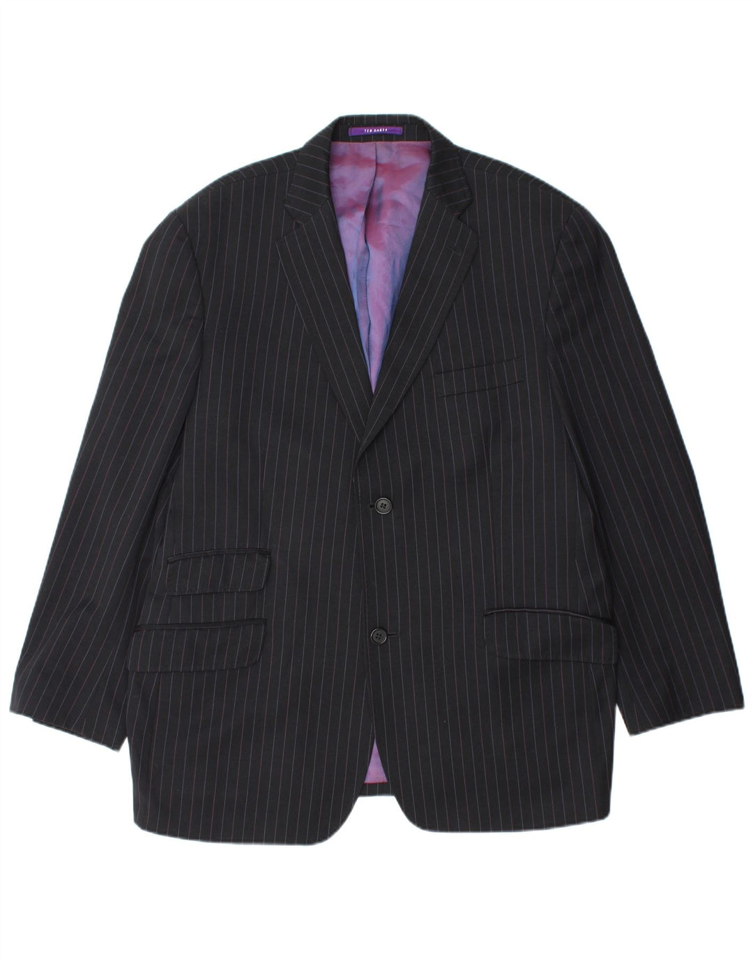 TED BAKER Mens 2 Button Blazer Jacket UK 44 2XL Black Pinstripe Wool