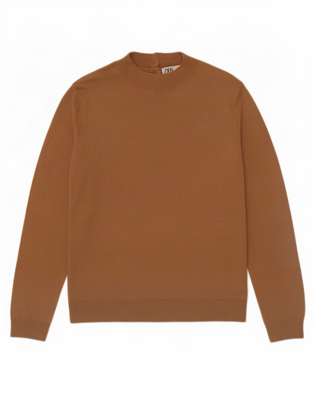 Zara Womens Turtle Neck Jumper Sweater UK 10 Small Brown Modal
