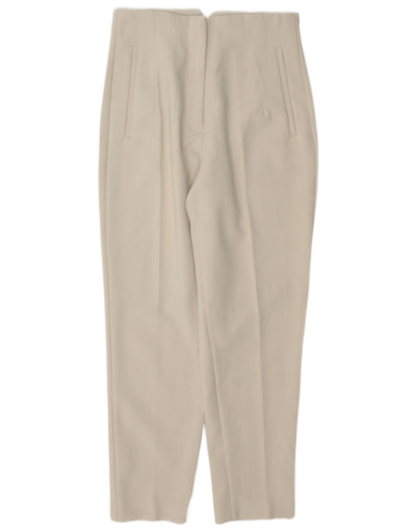 Zara Womens High Waist Tapered Casual Trousers Small W26 L27 Off White