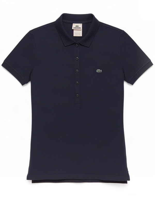 Lacoste Womens Polo Shirt EU 34 Small Navy Blue Cotton