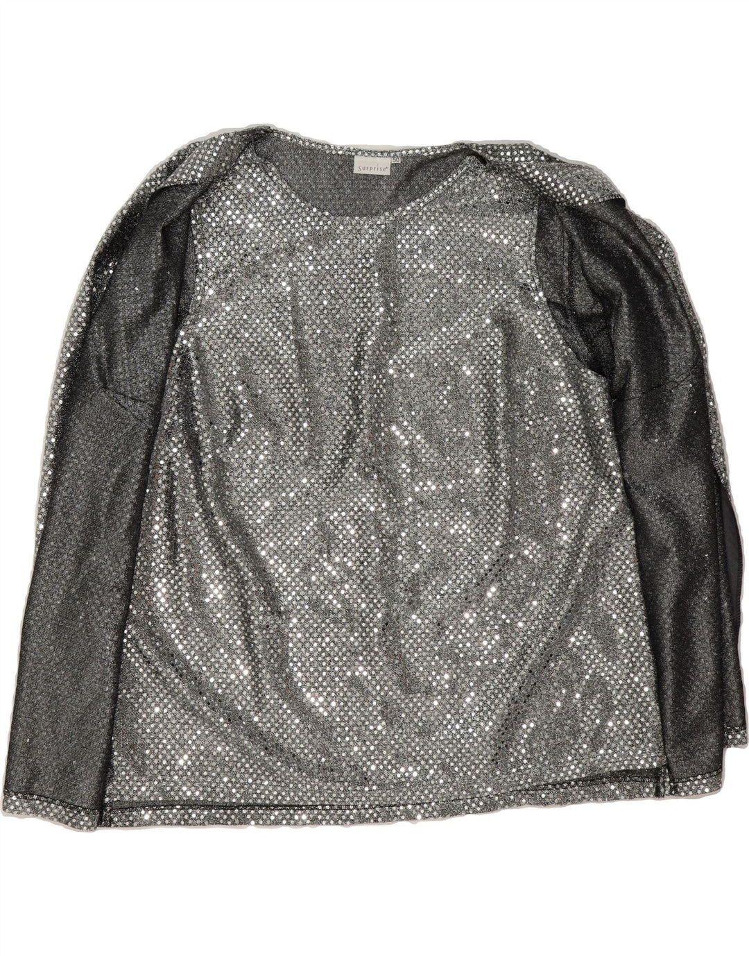 SURPRISE Womens 3/4 Sleeve Blouse Top IT 50 XL Silver Polyamide Vintage SURPRISE and Second-Hand SURPRISE from Messina Hembry 