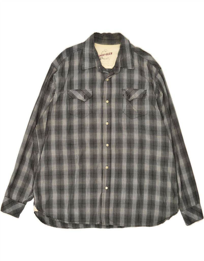 WRANGLER Mens Shirt XL Grey Check | Vintage Wrangler | Thrift | Second-Hand Wrangler | Used Clothing | Messina Hembry 