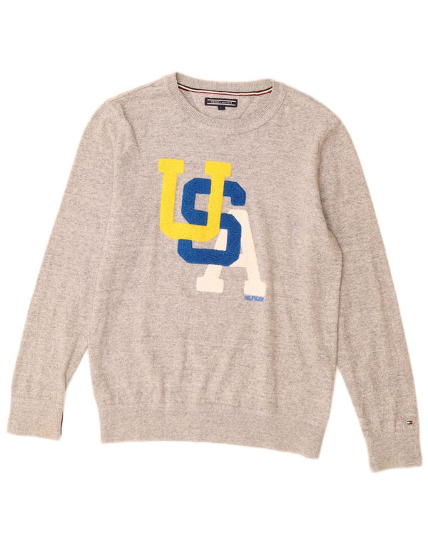 Tommy Hilfiger Boys Graphic Sweatshirt Jumper 11-12 Years Grey Cotton