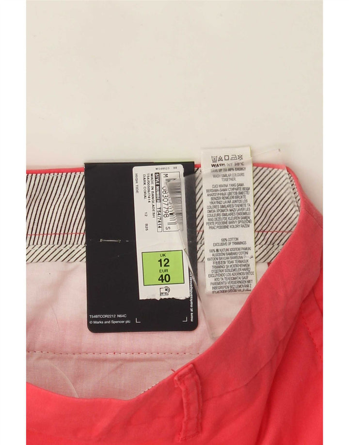 Marks & Spencer Womens Chino Shorts UK 12 Medium W32 Pink Cotton