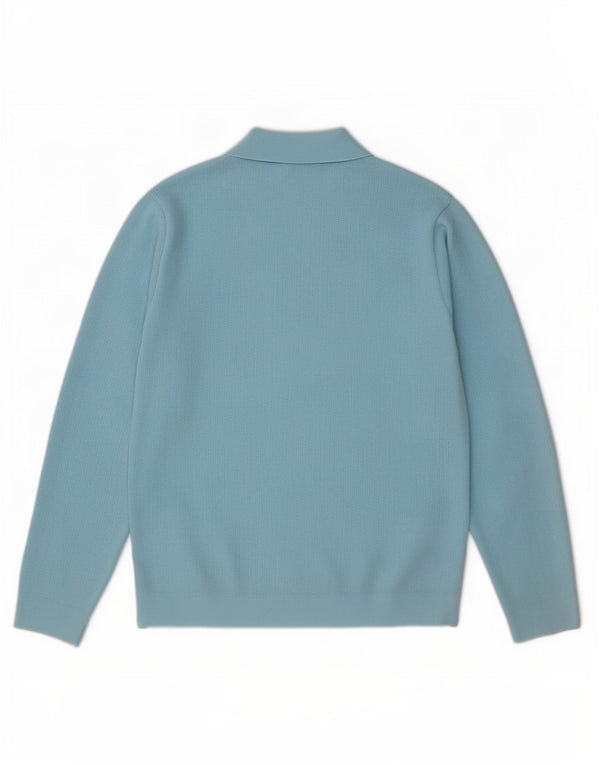Trevira Mens Polo Neck Jumper Sweater Medium Blue