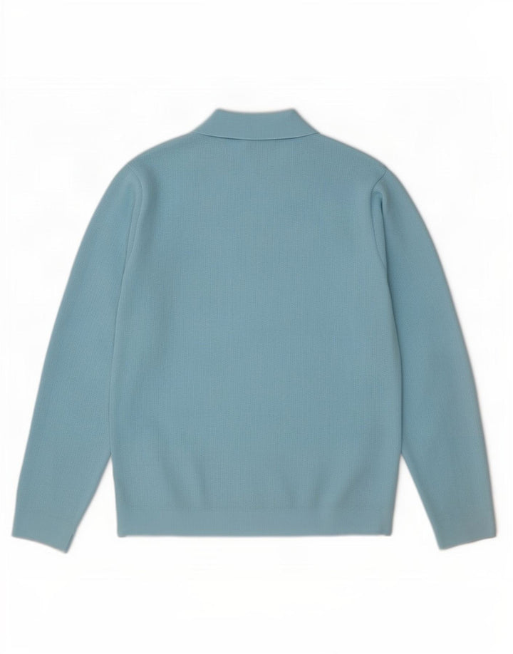 Trevira Mens Polo Neck Jumper Sweater Medium Blue
