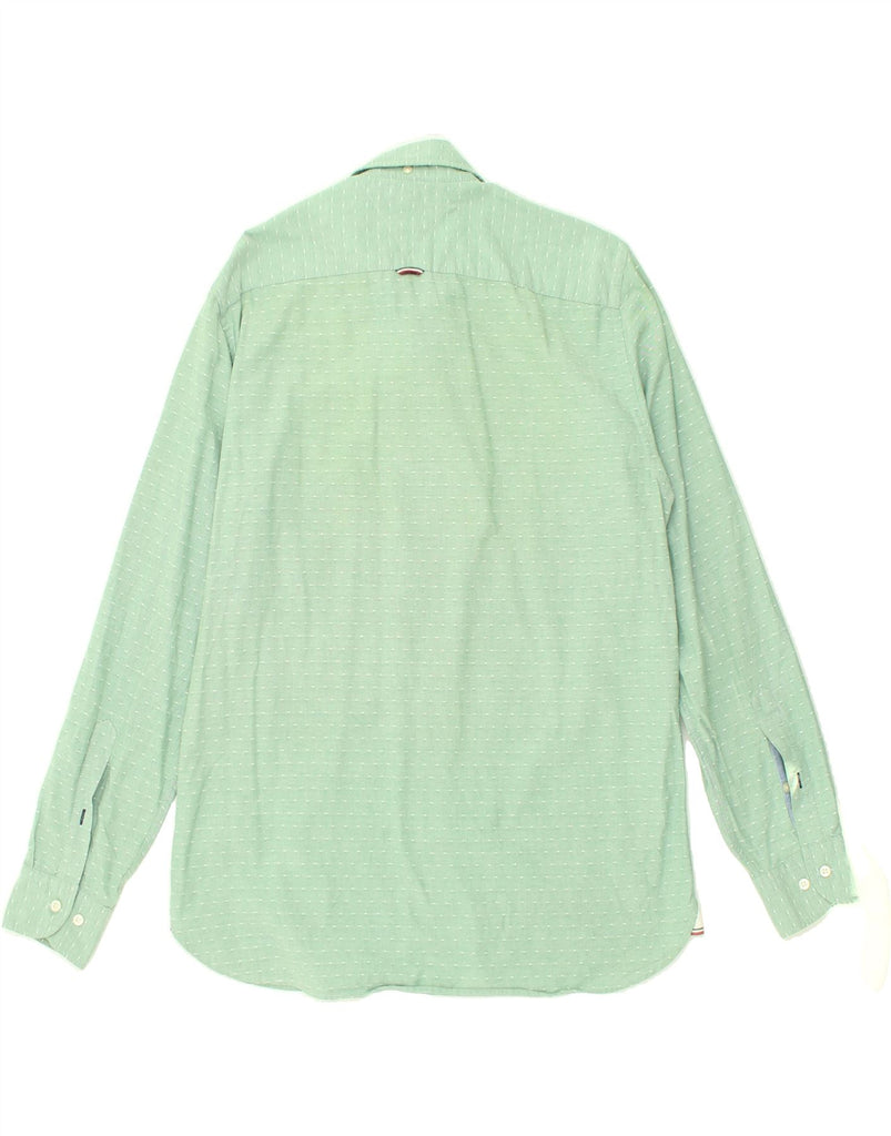 TOMMY HILFIGER Mens Regular Fit Shirt Medium Green Spotted Cotton | Vintage Tommy Hilfiger | Thrift | Second-Hand Tommy Hilfiger | Used Clothing | Messina Hembry 