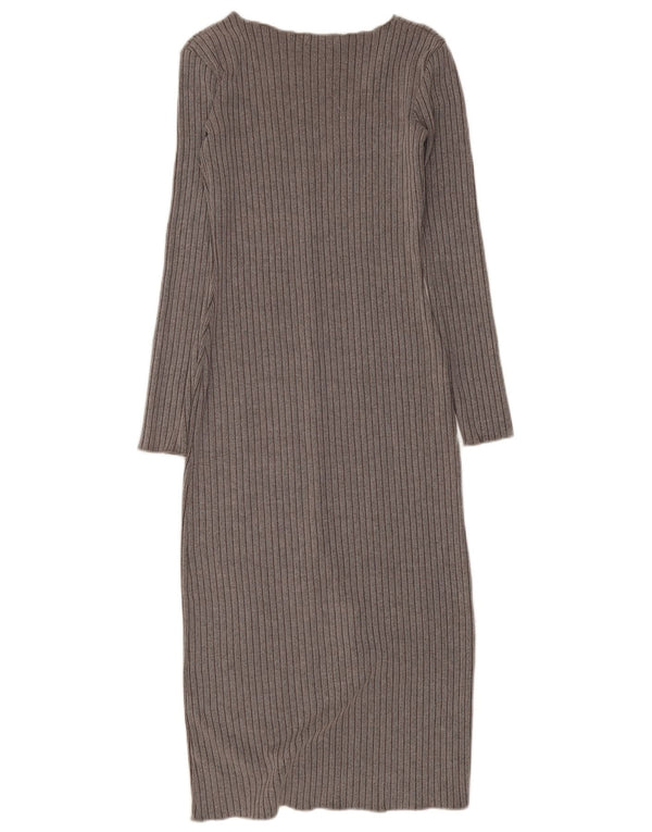 Zara Womens Long Sleeve Jumper Dress UK 8 Small Grey