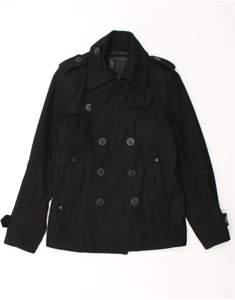 JACK & JONES Mens Military Jacket UK 36 Small Black Wool Vintage Jack & Jones and Second-Hand Jack & Jones from Messina Hembry 