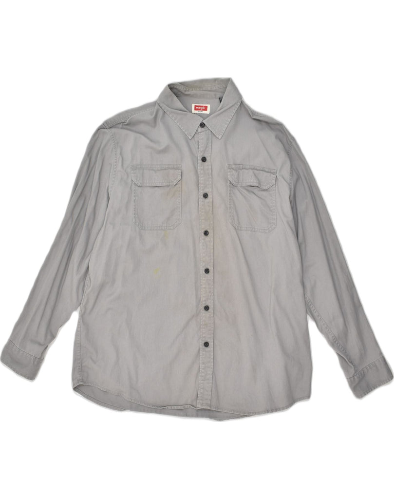 WRANGLER Mens Shirt 2XL Grey Cotton | Vintage Wrangler | Thrift | Second-Hand Wrangler | Used Clothing | Messina Hembry 