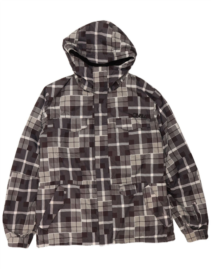 O'NEILL Mens Hooded Windbreaker Jacket UK 40 Large Grey Geometric