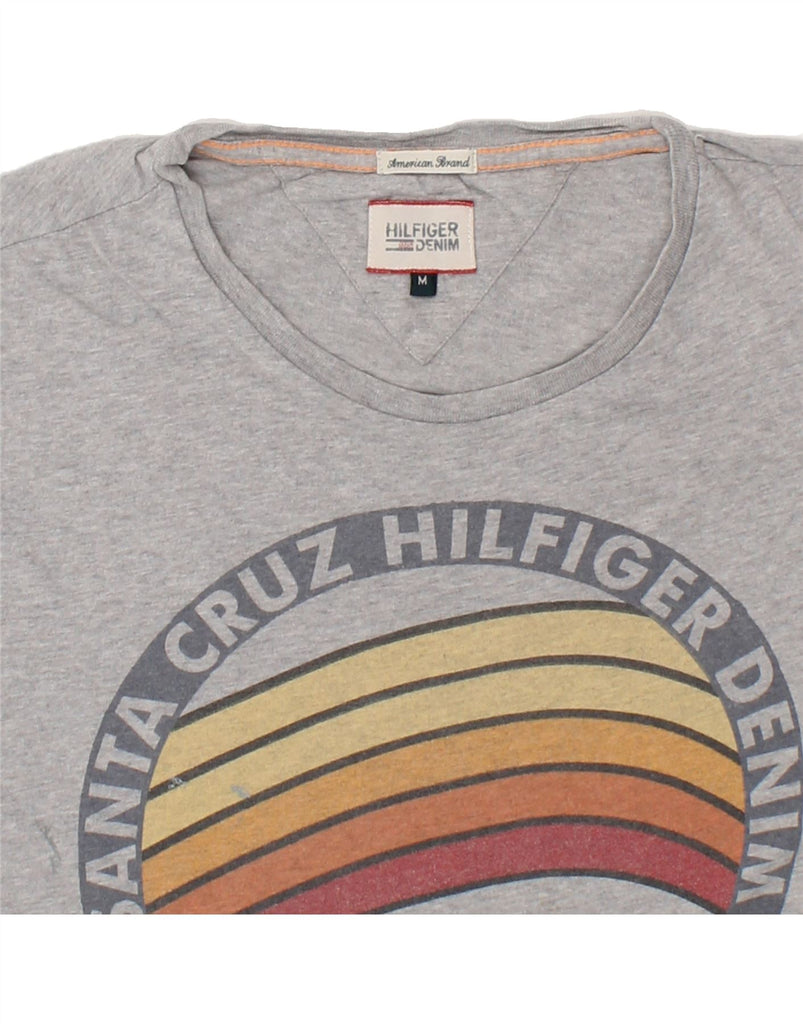 TOMMY HILFIGER Mens Graphic T-Shirt Top Medium Grey Cotton Vintage Tommy Hilfiger and Second-Hand Tommy Hilfiger from Messina Hembry 