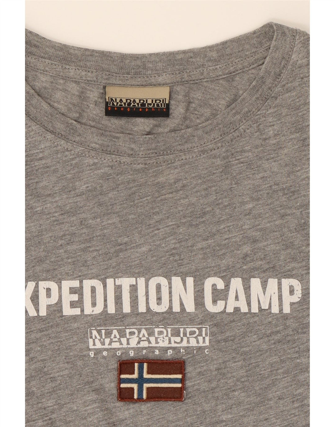 NAPAPIJRI Boys Graphic T-Shirt Top 13-14 Years Grey Vintage Napapijri and Second-Hand Napapijri from Messina Hembry 